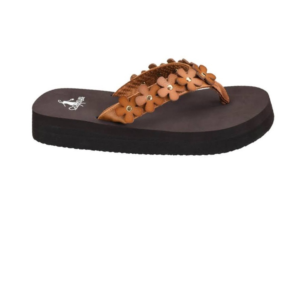 Corkys “No Running’ Congac Floral Women's Sandals